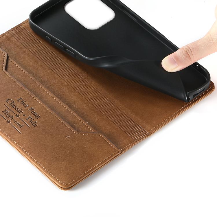 For OPPO A6 Pro 4G / 5G Global / F31 5G Dierfeng Metal Snap Magnetic RFID Vegan Leather Phone Case