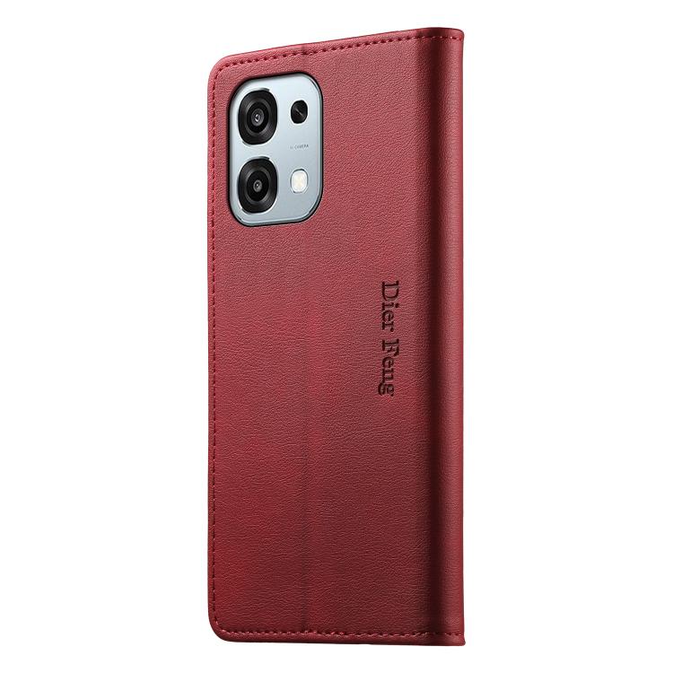 For OPPO A6 Pro 4G / 5G Global / F31 5G Dierfeng Metal Snap Magnetic RFID Vegan Leather Phone Case