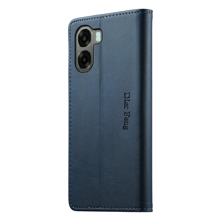 For OPPO A6 5G / A6x 5G Dierfeng Metal Snap Magnetic RFID Vegan Leather Phone Case