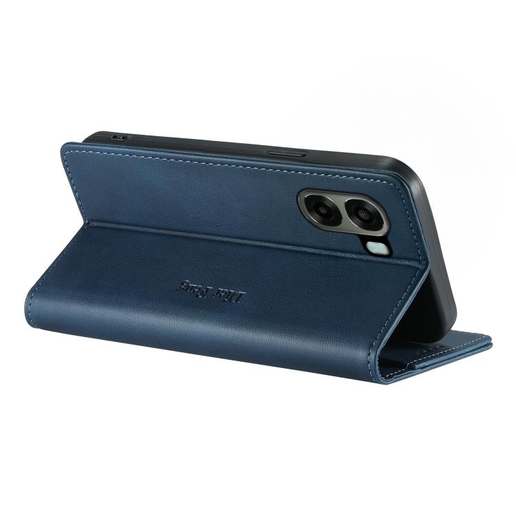 For OPPO A6 5G / A6x 5G Dierfeng Metal Snap Magnetic RFID Vegan Leather Phone Case
