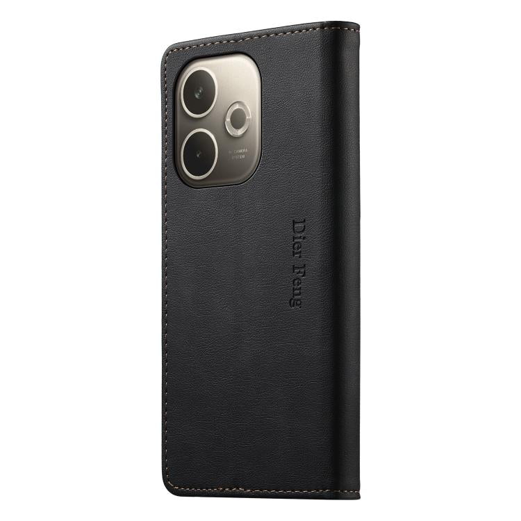 For OPPO A5 Pro 5G Dierfeng Metal Snap Magnetic RFID Vegan Leather Phone Case