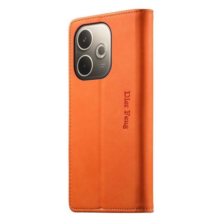 For OPPO A5 Pro 5G Dierfeng Metal Snap Magnetic RFID Vegan Leather Phone Case