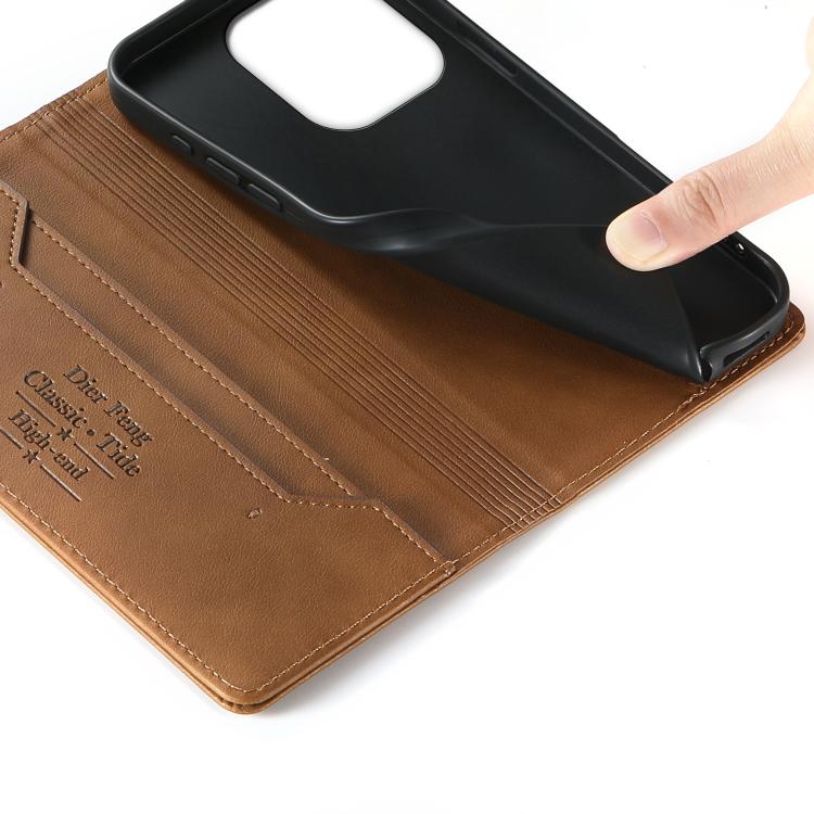 For OPPO A5 Pro 5G Dierfeng Metal Snap Magnetic RFID Vegan Leather Phone Case