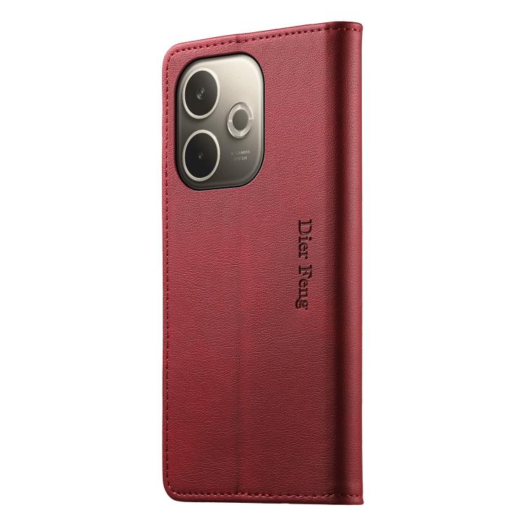 For OPPO A5 Pro 5G Dierfeng Metal Snap Magnetic RFID Vegan Leather Phone Case