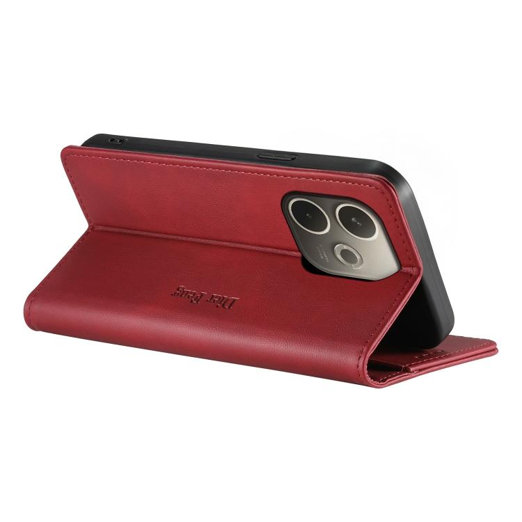 For OPPO A5 Pro 5G Dierfeng Metal Snap Magnetic RFID Vegan Leather Phone Case