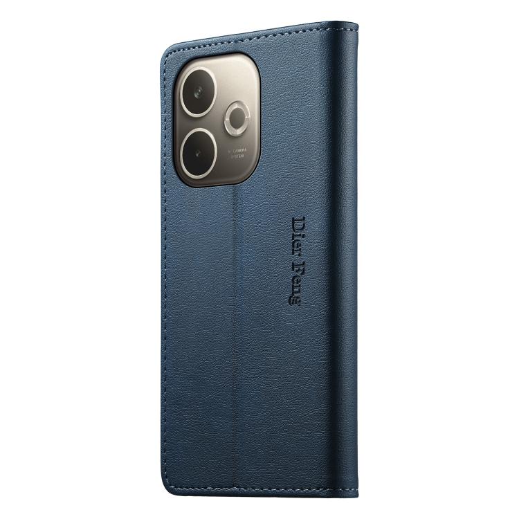 For OPPO A5 Pro 5G Dierfeng Metal Snap Magnetic RFID Vegan Leather Phone Case