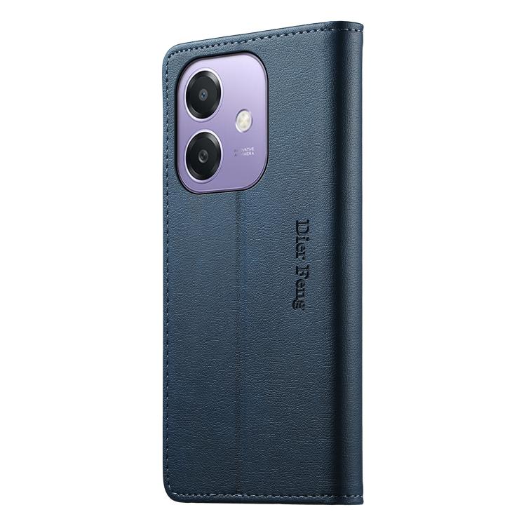 For OPPO A3 / A3x 4G / 5G / A5x 5G / A60 5G Dierfeng Metal Snap Magnetic RFID Vegan Leather Phone Case