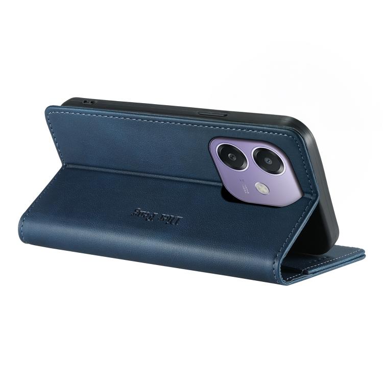 For OPPO A3 / A3x 4G / 5G / A5x 5G / A60 5G Dierfeng Metal Snap Magnetic RFID Vegan Leather Phone Case