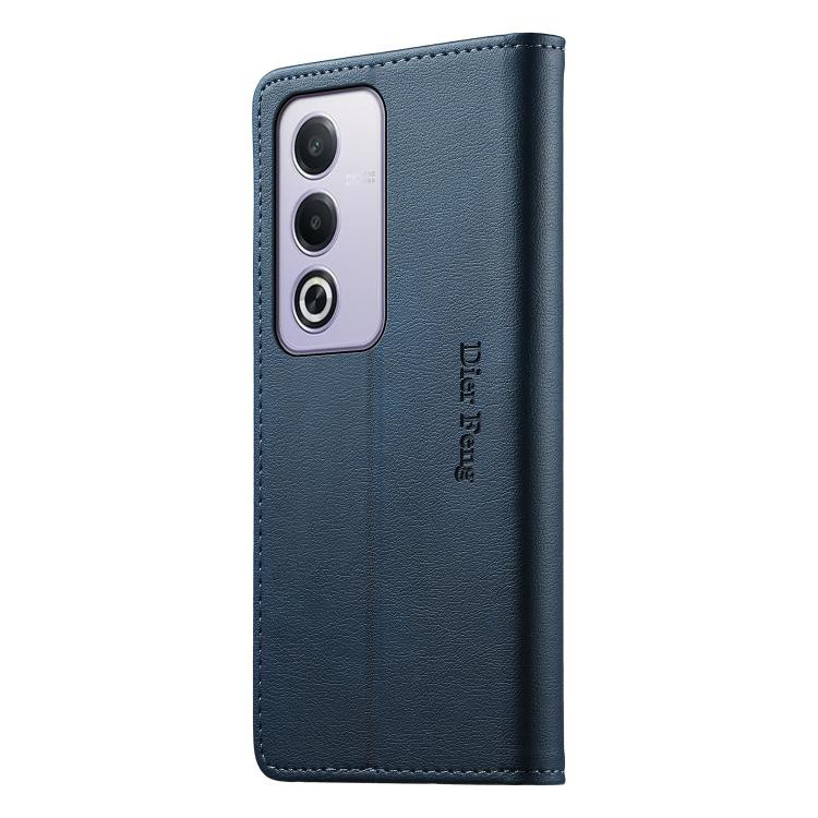For OPPO A3 Pro 5G / India / A5 5G Global Dierfeng Metal Snap Magnetic RFID Vegan Leather Phone Case