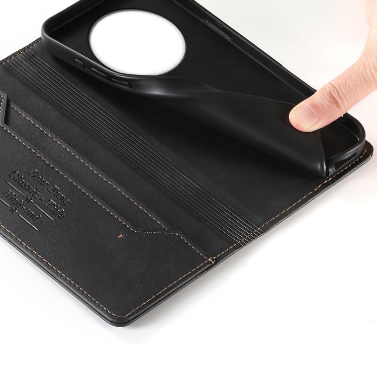 For Realme 12 5G / 12x / C65 5G Dierfeng Metal Snap Magnetic RFID Vegan Leather Phone Case