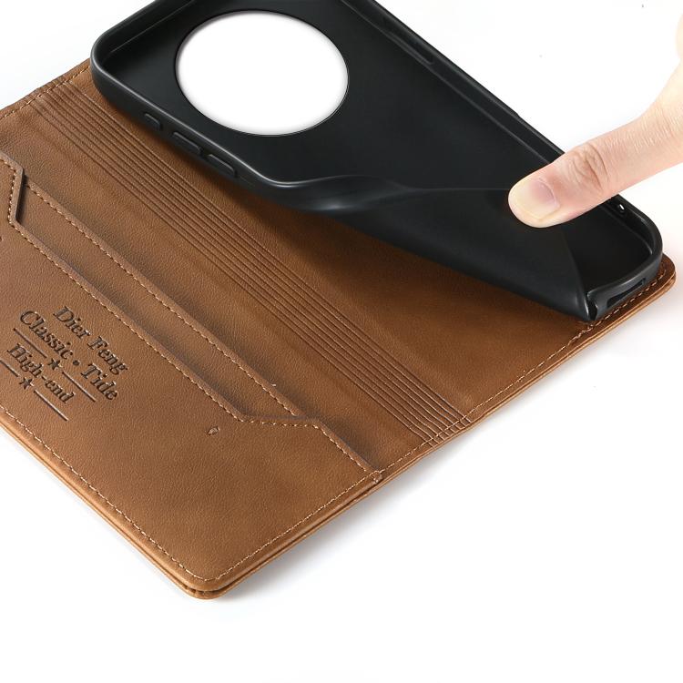 For Realme 12 5G / 12x / C65 5G Dierfeng Metal Snap Magnetic RFID Vegan Leather Phone Case