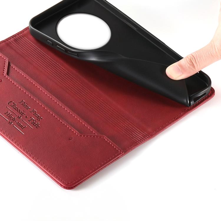 For Realme 12 5G / 12x / C65 5G Dierfeng Metal Snap Magnetic RFID Vegan Leather Phone Case