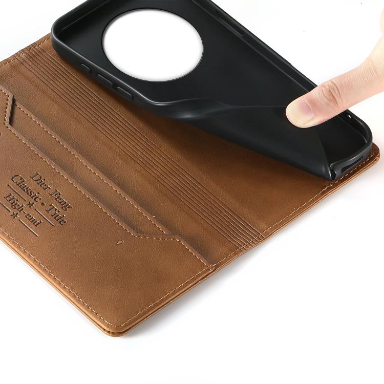 For Realme 12 Pro / 12 Pro+ Dierfeng Metal Snap Magnetic RFID Vegan Leather Phone Case