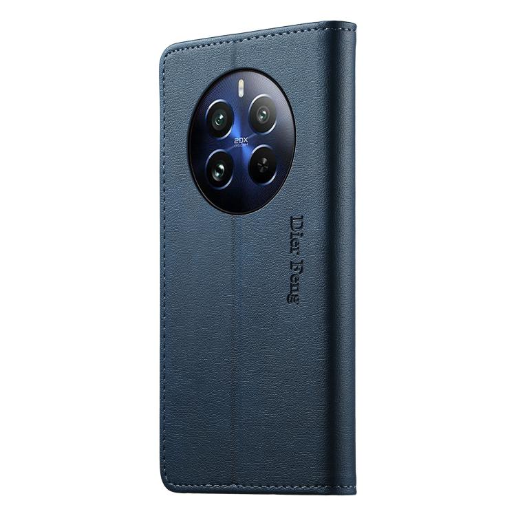 For Realme 12 Pro / 12 Pro+ Dierfeng Metal Snap Magnetic RFID Vegan Leather Phone Case