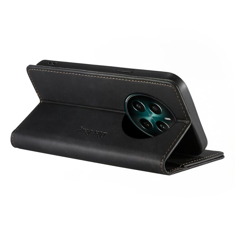 For Realme 13 4G / 12 4G / 12+ / Narzo 70 Dierfeng Metal Snap Magnetic RFID Vegan Leather Phone Case