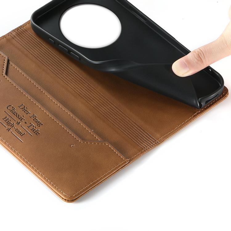 For Realme 13 4G / 12 4G / 12+ / Narzo 70 Dierfeng Metal Snap Magnetic RFID Vegan Leather Phone Case