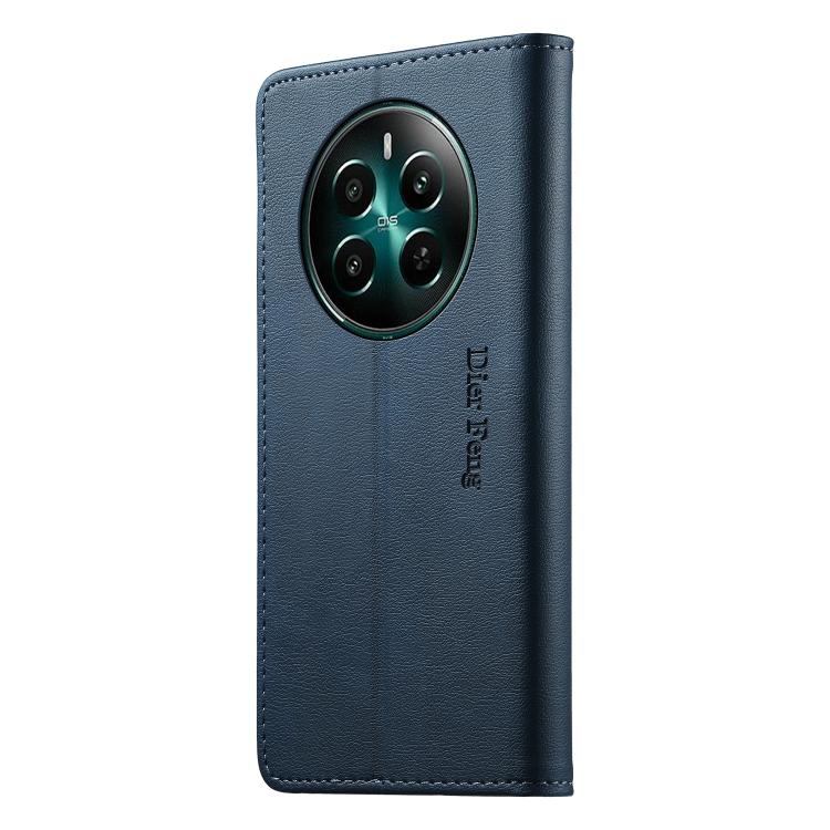 For Realme 13 4G / 12 4G / 12+ / Narzo 70 Dierfeng Metal Snap Magnetic RFID Vegan Leather Phone Case