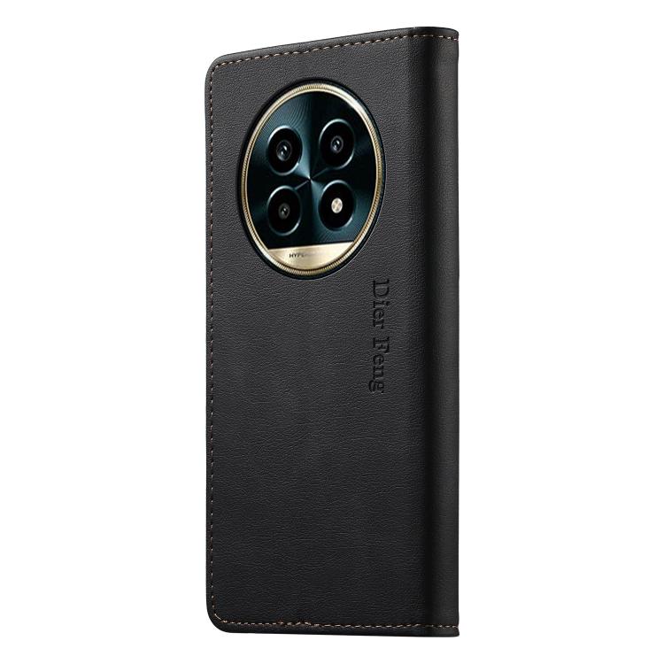 For Realme 13 Pro / Realme 13 Pro+ Dierfeng Metal Snap Magnetic RFID Vegan Leather Phone Case