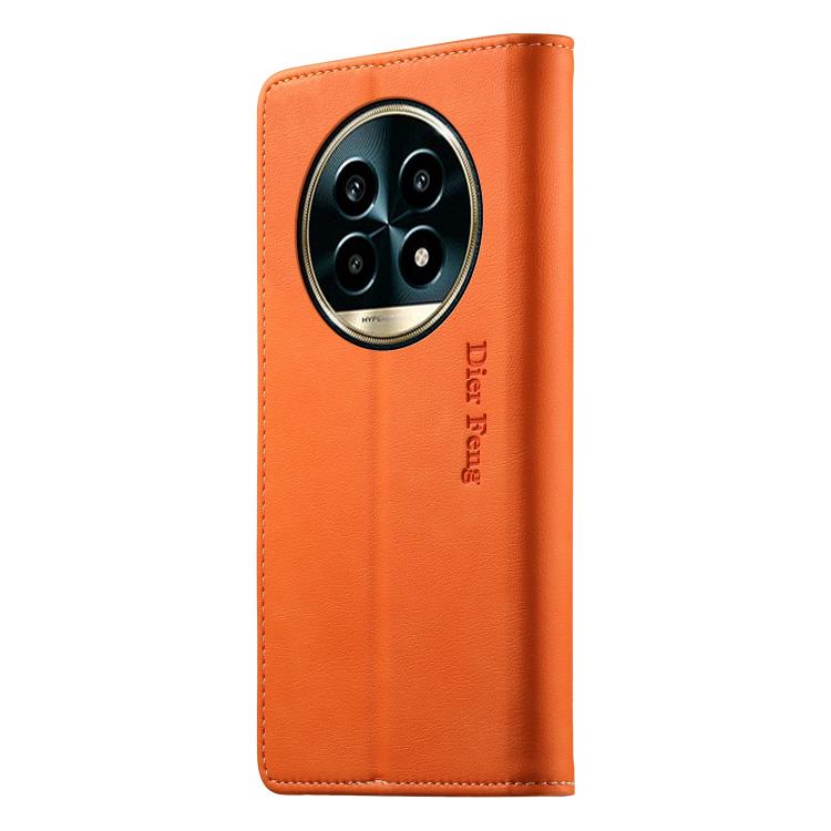 For Realme 13 Pro / Realme 13 Pro+ Dierfeng Metal Snap Magnetic RFID Vegan Leather Phone Case