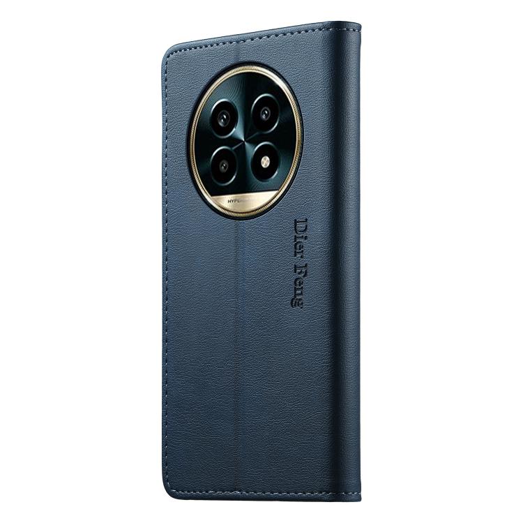 For Realme 13 Pro / Realme 13 Pro+ Dierfeng Metal Snap Magnetic RFID Vegan Leather Phone Case