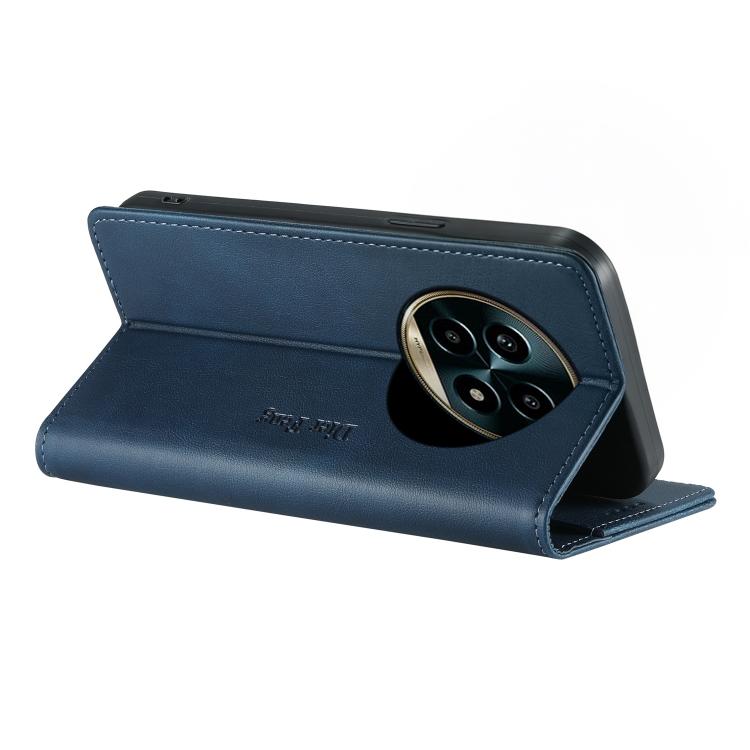 For Realme 13 Pro / Realme 13 Pro+ Dierfeng Metal Snap Magnetic RFID Vegan Leather Phone Case