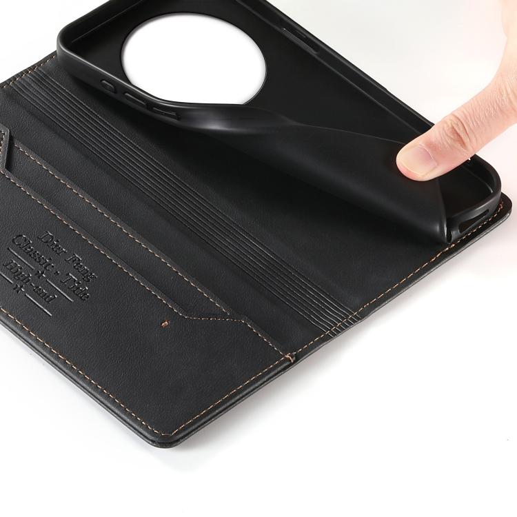 For Realme 13+ Dierfeng Metal Snap Magnetic RFID Vegan Leather Phone Case