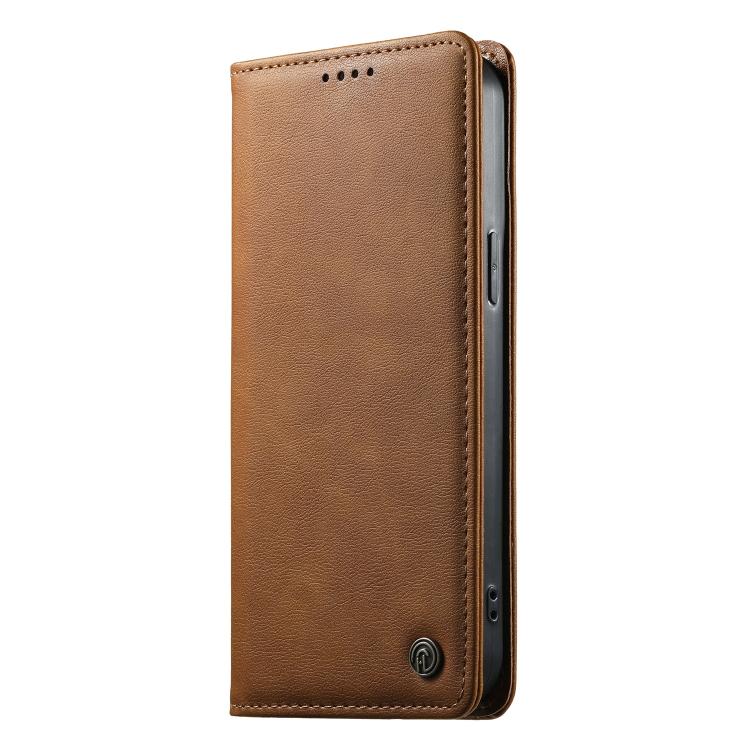 For Realme 13+ Dierfeng Metal Snap Magnetic RFID Vegan Leather Phone Case