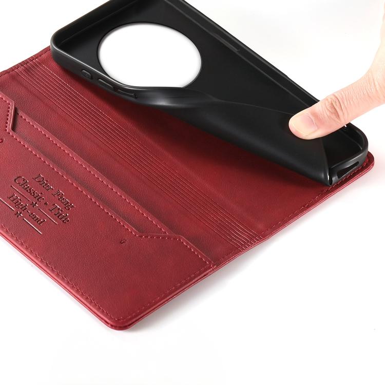 For Realme 13+ Dierfeng Metal Snap Magnetic RFID Vegan Leather Phone Case