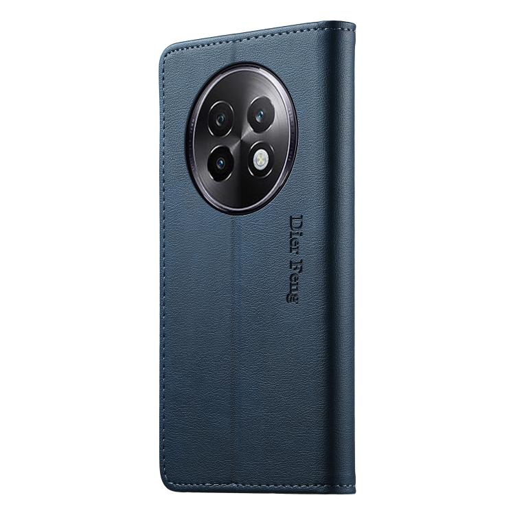 For Realme 13+ Dierfeng Metal Snap Magnetic RFID Vegan Leather Phone Case