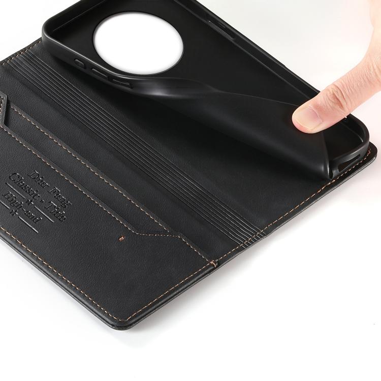 For Realme 14 Pro+ Dierfeng Metal Snap Magnetic RFID Vegan Leather Phone Case
