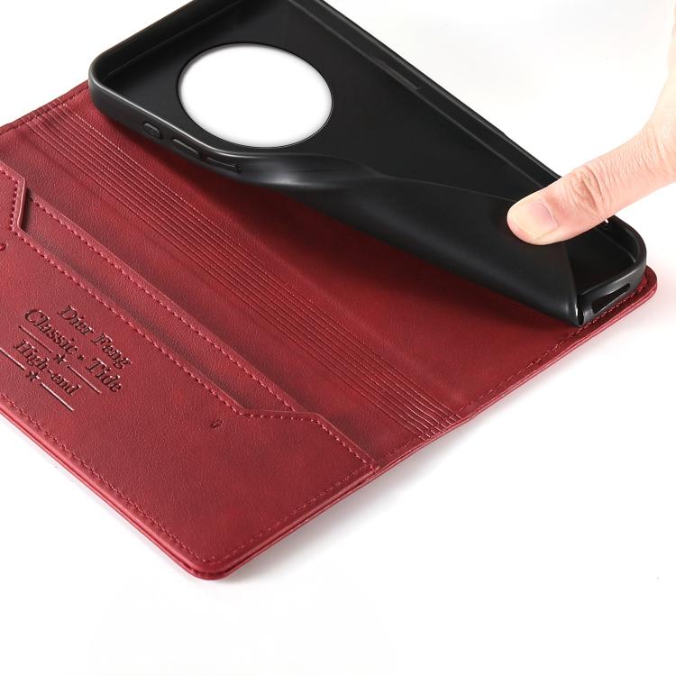 For Realme 14 Pro+ Dierfeng Metal Snap Magnetic RFID Vegan Leather Phone Case