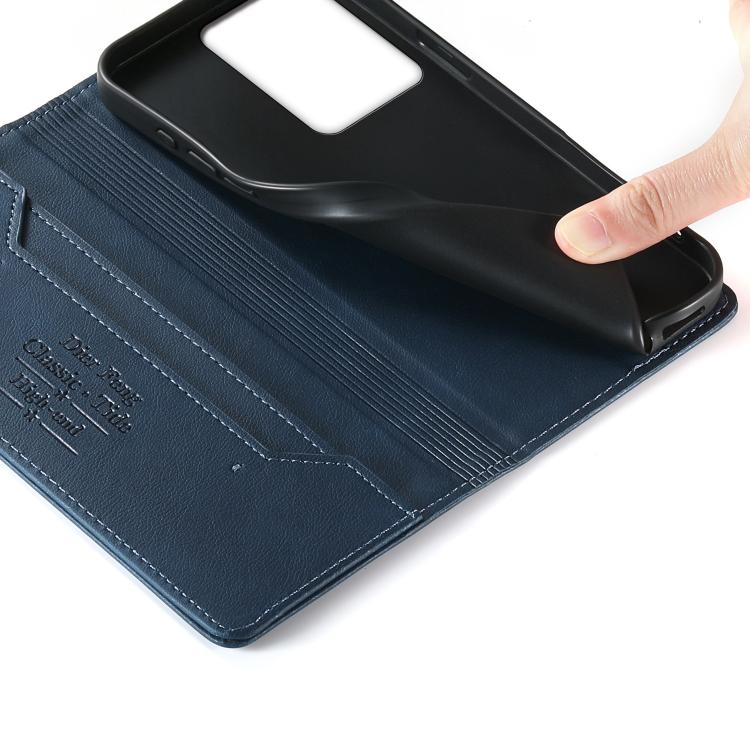 For Realme 14 / Realme P3 5G Dierfeng Metal Snap Magnetic RFID Vegan Leather Phone Case