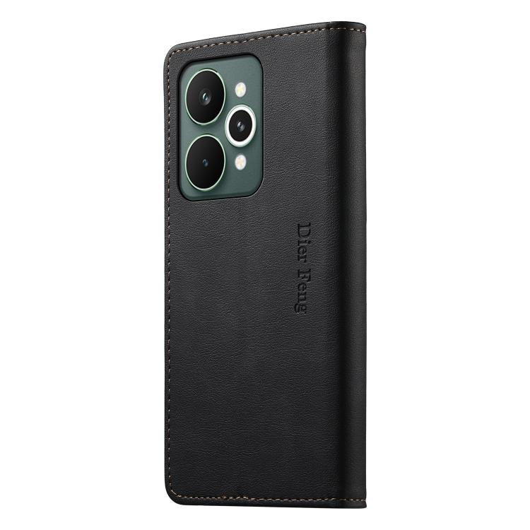 For Realme 15 5G / Realme 15 Pro 5G Dierfeng Metal Snap Magnetic RFID Vegan Leather Phone Case
