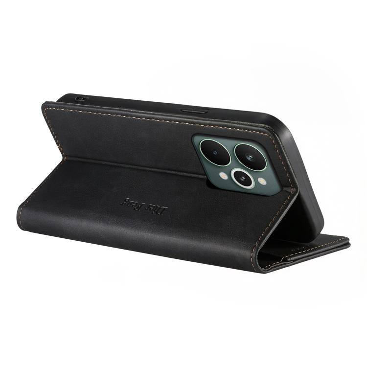 For Realme 15 5G / Realme 15 Pro 5G Dierfeng Metal Snap Magnetic RFID Vegan Leather Phone Case