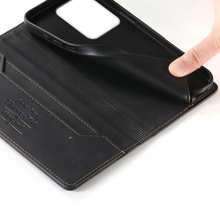 For Realme 15 5G / Realme 15 Pro 5G Dierfeng Metal Snap Magnetic RFID Vegan Leather Phone Case