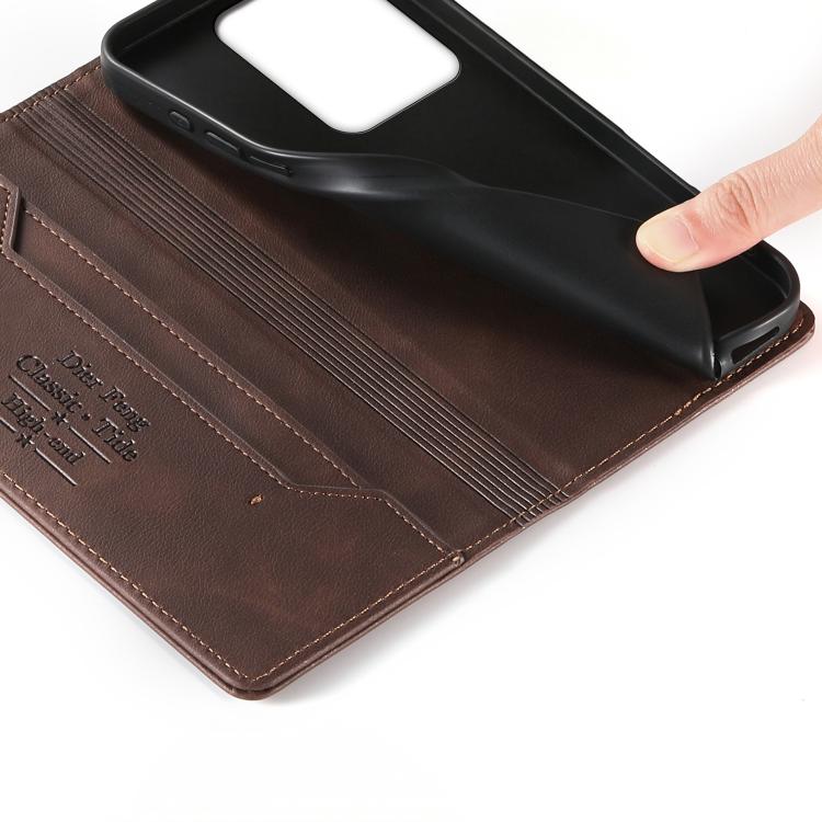 For Realme 15 5G / Realme 15 Pro 5G Dierfeng Metal Snap Magnetic RFID Vegan Leather Phone Case