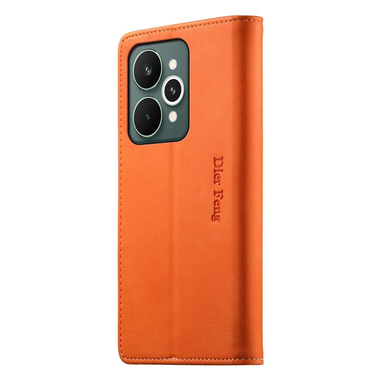 For Realme 15 5G / Realme 15 Pro 5G Dierfeng Metal Snap Magnetic RFID Vegan Leather Phone Case