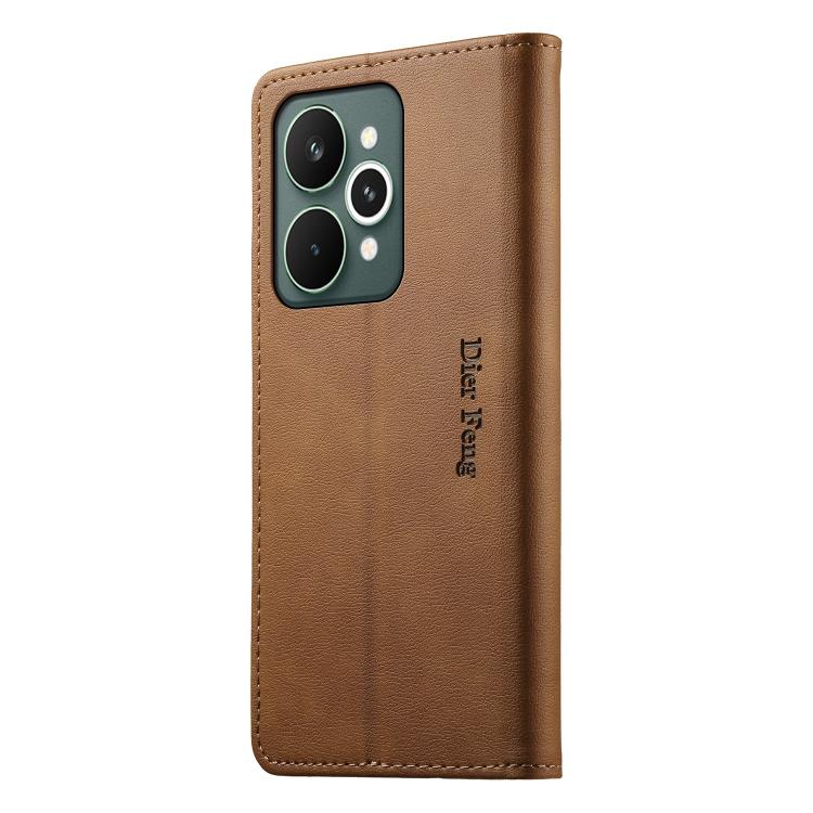 For Realme 15 5G / Realme 15 Pro 5G Dierfeng Metal Snap Magnetic RFID Vegan Leather Phone Case