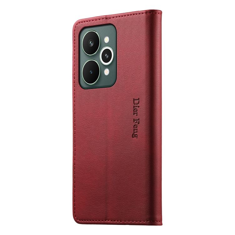 For Realme 15 5G / Realme 15 Pro 5G Dierfeng Metal Snap Magnetic RFID Vegan Leather Phone Case