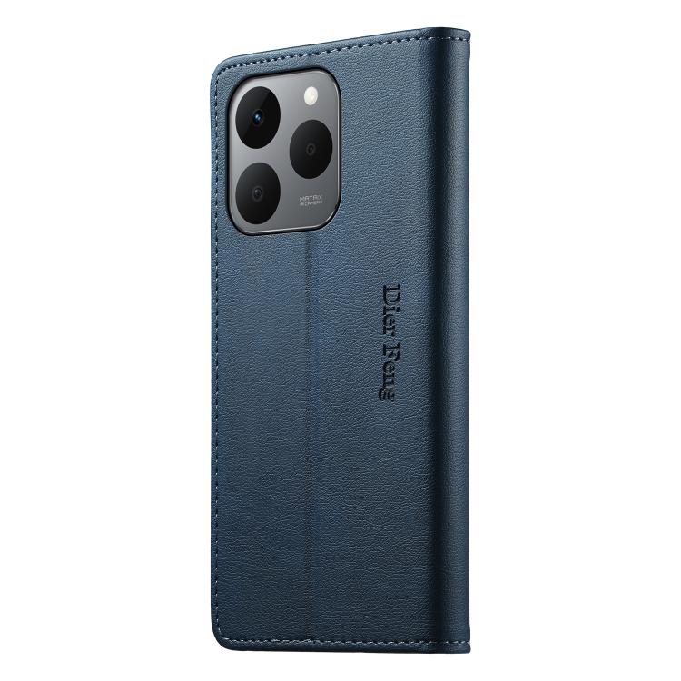 For Realme 15T 5G Dierfeng Metal Snap Magnetic RFID Vegan Leather Phone Case