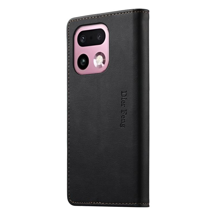For Realme 16 Pro+ 5G Dierfeng Metal Snap Magnetic RFID Vegan Leather Phone Case