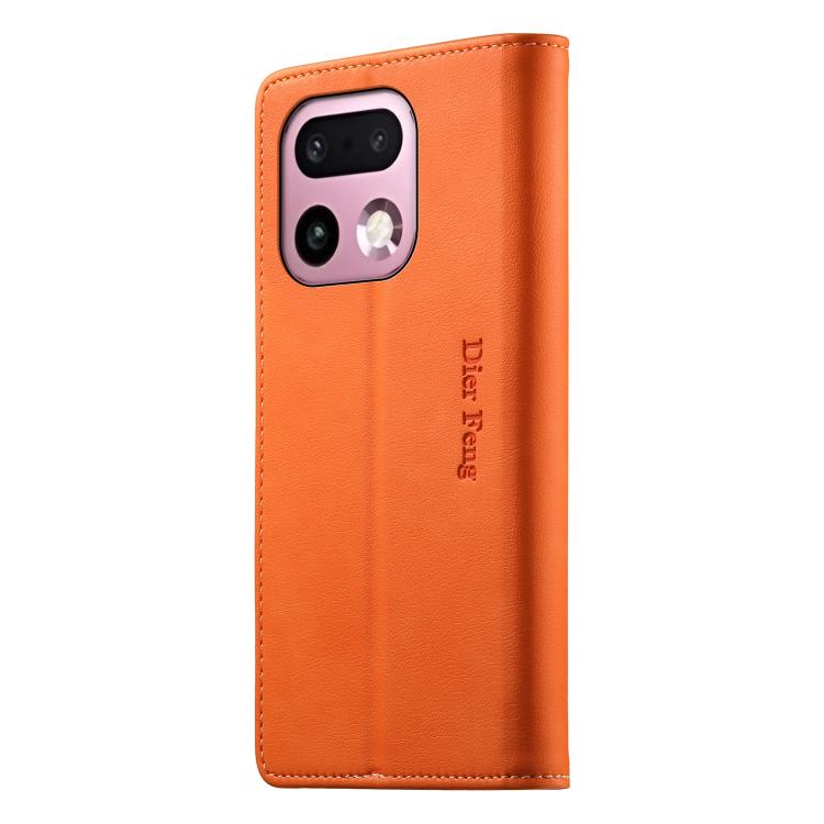 For Realme 16 Pro+ 5G Dierfeng Metal Snap Magnetic RFID Vegan Leather Phone Case