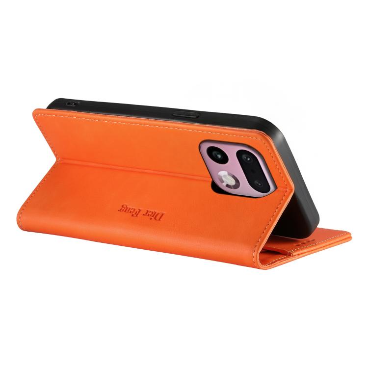 For Realme 16 Pro+ 5G Dierfeng Metal Snap Magnetic RFID Vegan Leather Phone Case