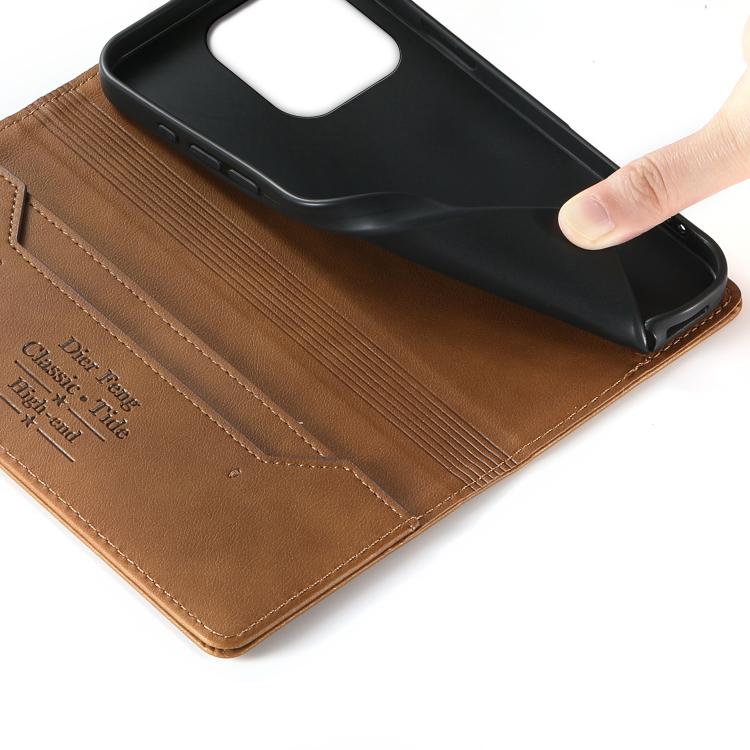 For Realme 16 Pro+ 5G Dierfeng Metal Snap Magnetic RFID Vegan Leather Phone Case