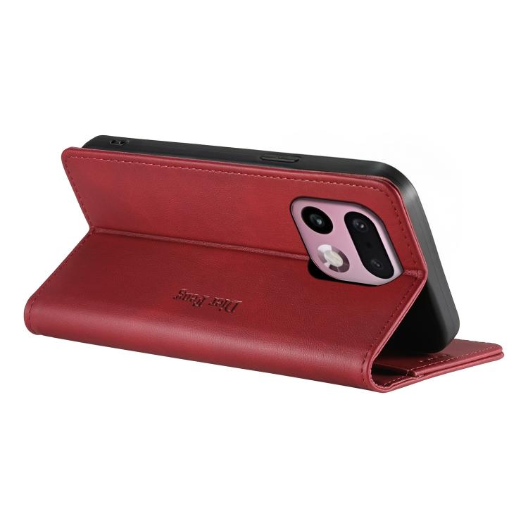 For Realme 16 Pro+ 5G Dierfeng Metal Snap Magnetic RFID Vegan Leather Phone Case