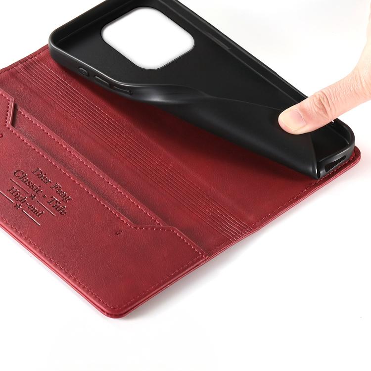 For Realme 16 Pro+ 5G Dierfeng Metal Snap Magnetic RFID Vegan Leather Phone Case