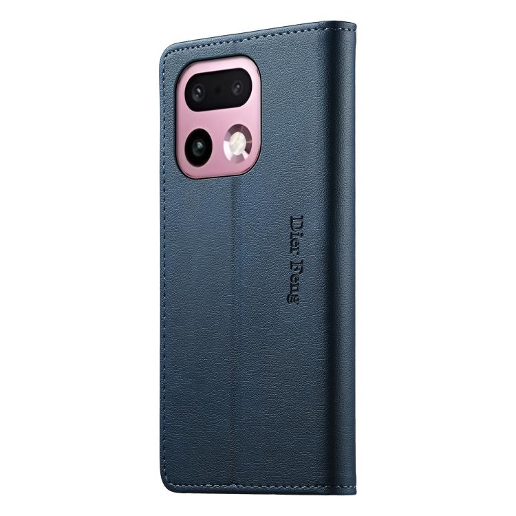 For Realme 16 Pro+ 5G Dierfeng Metal Snap Magnetic RFID Vegan Leather Phone Case
