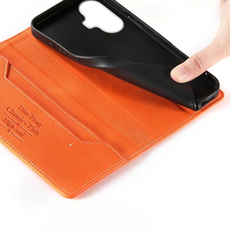For Realme C55 / Narzo N55 Dierfeng Metal Snap Magnetic RFID Vegan Leather Phone Case