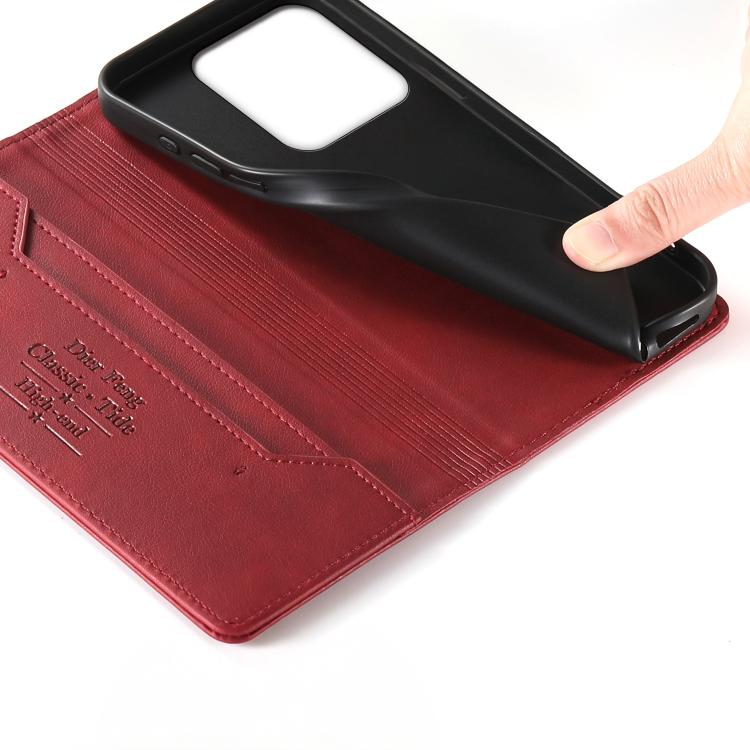 For Realme C63 4G / C61 / C61 India / Note 60 Dierfeng Metal Snap Magnetic RFID Vegan Leather Phone Case