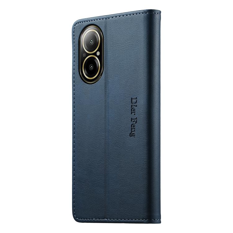 For Realme C67 4G / Realme 12 Lite Dierfeng Metal Snap Magnetic RFID Vegan Leather Phone Case